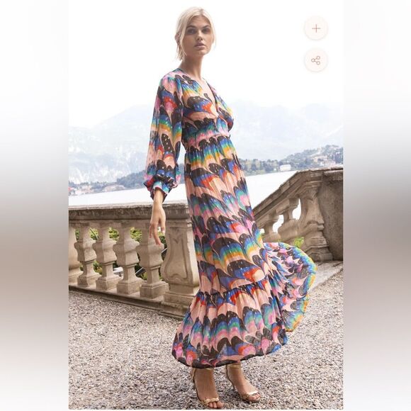 NEW Oliphant Tie Back Maxi Dress Venice Blue Large - Picture 5 of 14